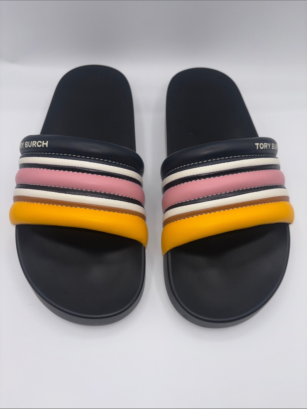 Tory Burch Quilted Nappa Black Leather Slide Sandals